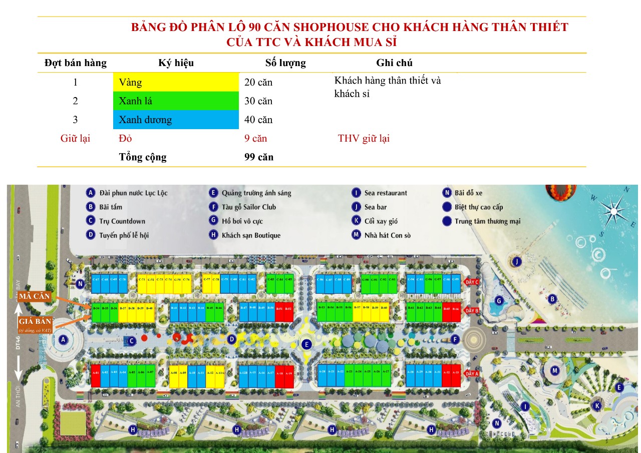 SƠ ĐỒ CHI TIẾT VỊ TRÍ 99 CĂN SHOPHOUSE